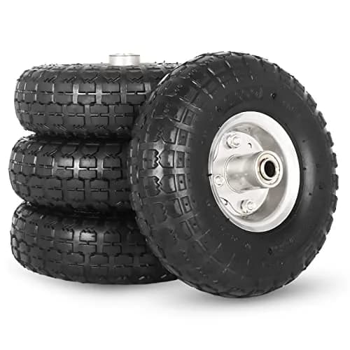 GICOOL 4.10/3.50-4" Pneumatic Tire and Wheel Set | 10" Diameter, 4 Pack, 2.2" Offset Hub, 5/8" Axle Bore thumbnail 1
