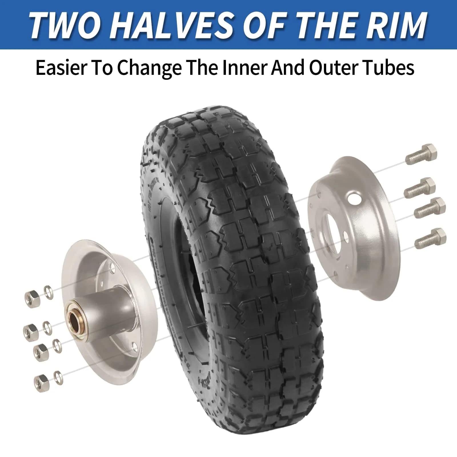 GICOOL 4.10/3.50-4" Pneumatic Tire and Wheel 10" | 2 Pack with 2.25" Offset Hub & 5/8" Axle Bore - view 7