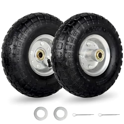 GICOOL 4.10/3.50-4" Pneumatic Tire and Wheel 10" | 2 Pack with 2.25" Offset Hub & 5/8" Axle Bore thumbnail 1