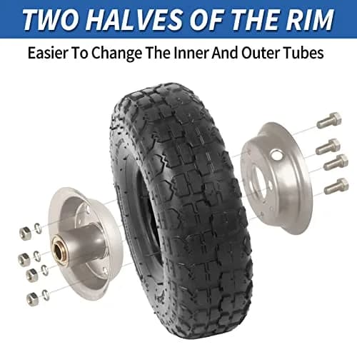 GICOOL 4.10/3.50-4" Pneumatic Tire and Wheel 10" | 2 Pack with 2.25" Offset Hub & 5/8" Axle Bore thumbnail 7