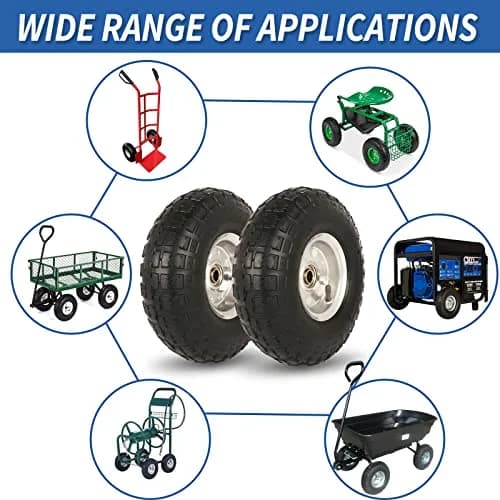 GICOOL 4.10/3.50-4" Pneumatic Tire and Wheel 10" | 2 Pack with 2.25" Offset Hub & 5/8" Axle Bore thumbnail 3