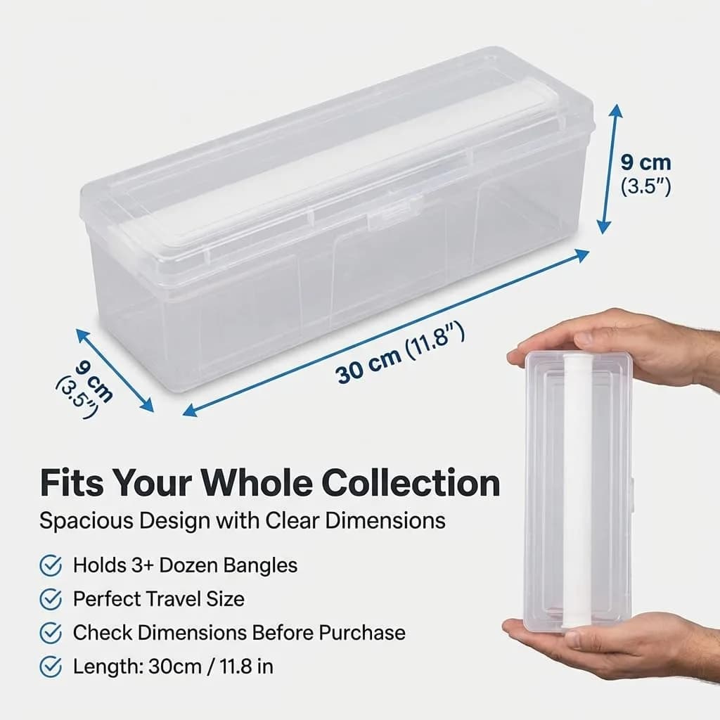 NMII Multipurpose Plastic Storage Box with 1 Adjustable Rods, 30cm (11.8in) | Transparent Jewelry Organizer for Bangles, Watches, Accessories - view 6