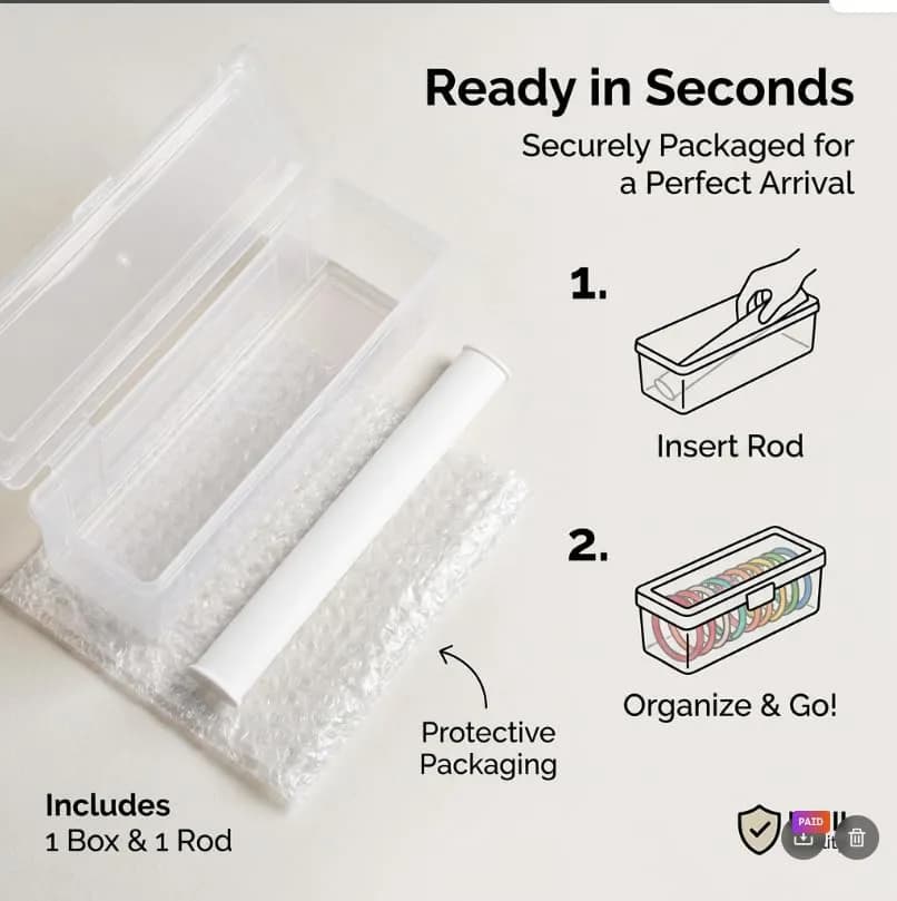 NMII Multipurpose Plastic Storage Box with 1 Adjustable Rods, 30cm (11.8in) | Transparent Jewelry Organizer for Bangles, Watches, Accessories - view 7