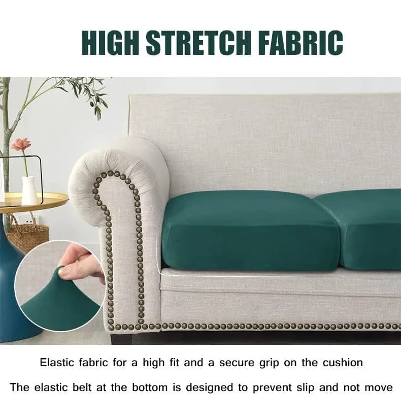 Jonuiony Grey Stretch Velvet Single Seat Sofa Cover | Protects Furniture from Daily Wear thumbnail 8