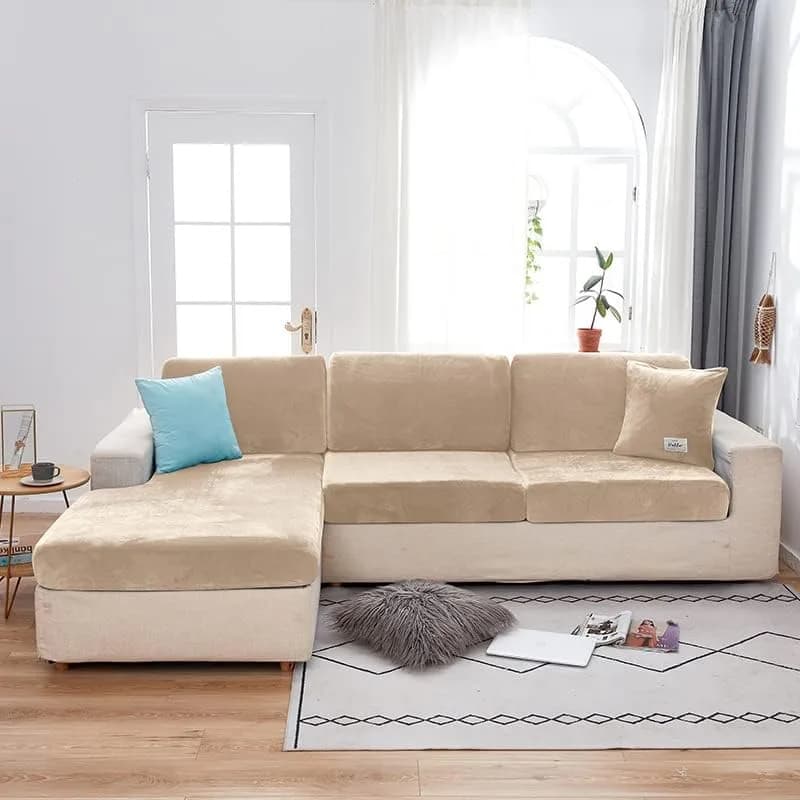 Jonuiony Grey Stretch Velvet Single Seat Sofa Cover | Protects Furniture from Daily Wear thumbnail 2