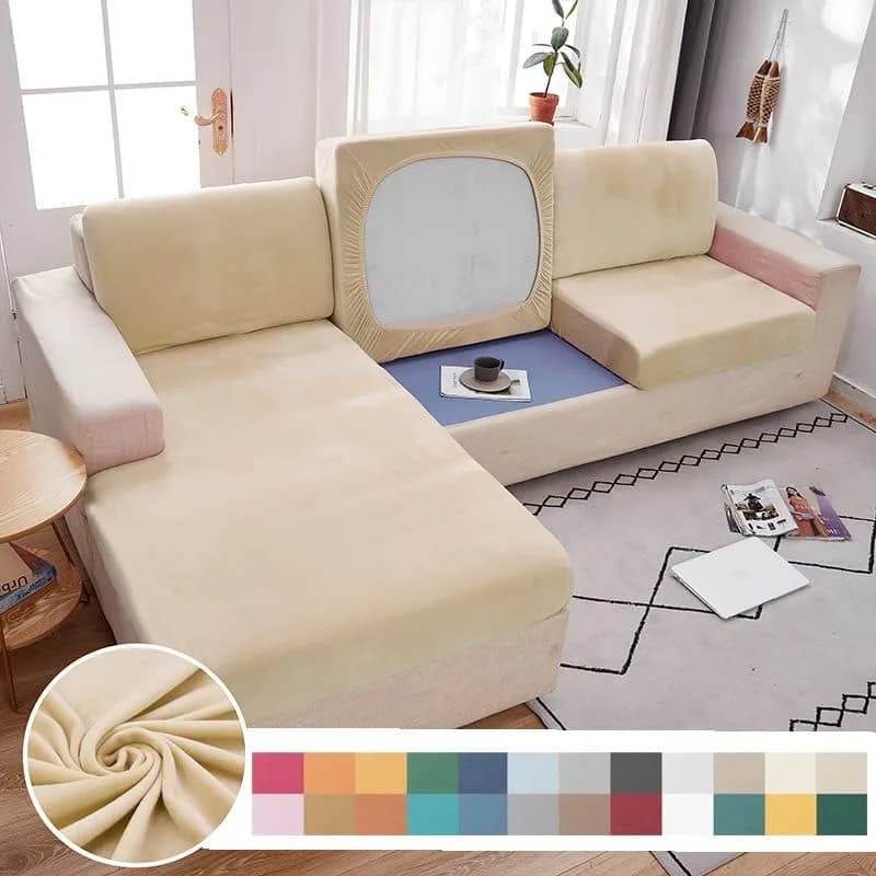Jonuiony Grey Stretch Velvet Single Seat Sofa Cover | Protects Furniture from Daily Wear thumbnail 5