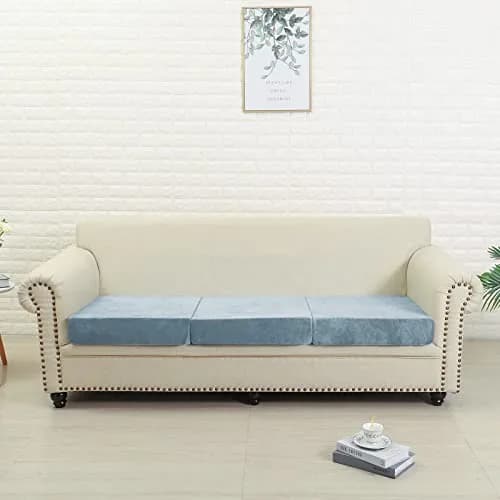 Jonuiony Wear-Resistant Universal Sofa Cover, Stretch Velvet, Light Blue | Full Sofa Protection (70-120 chars) thumbnail 5