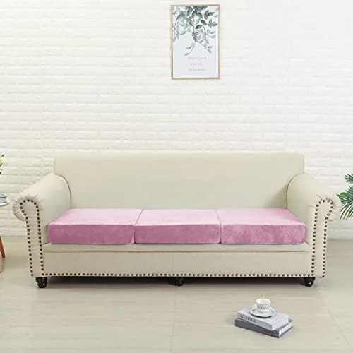 Jonuiony Wear-Resistant Universal Sofa Cover | Stretch Velvet L Shape Couch Protector (Pink) thumbnail 4