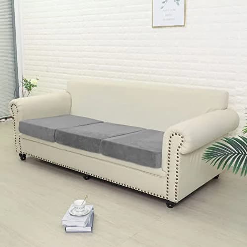 Jonuiony Dark Grey Stretch Velvet Sofa Cover for L-Shape & Sectional Couches | 1 Piece Back Cover thumbnail 4