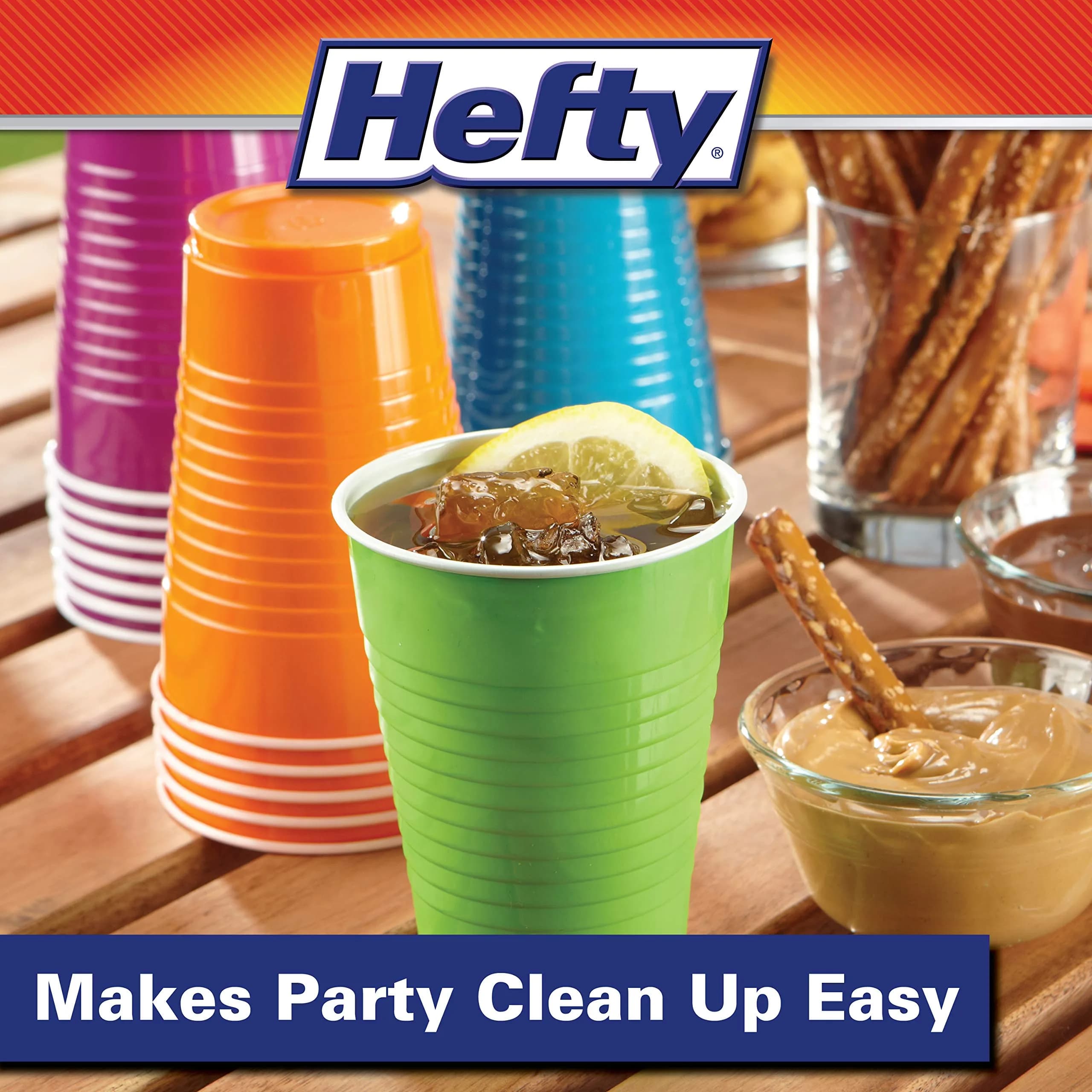 Hefty Assorted Color Plastic Cups, 16oz (473ml) 200 Count | USA Import Party Value Pack - view 3