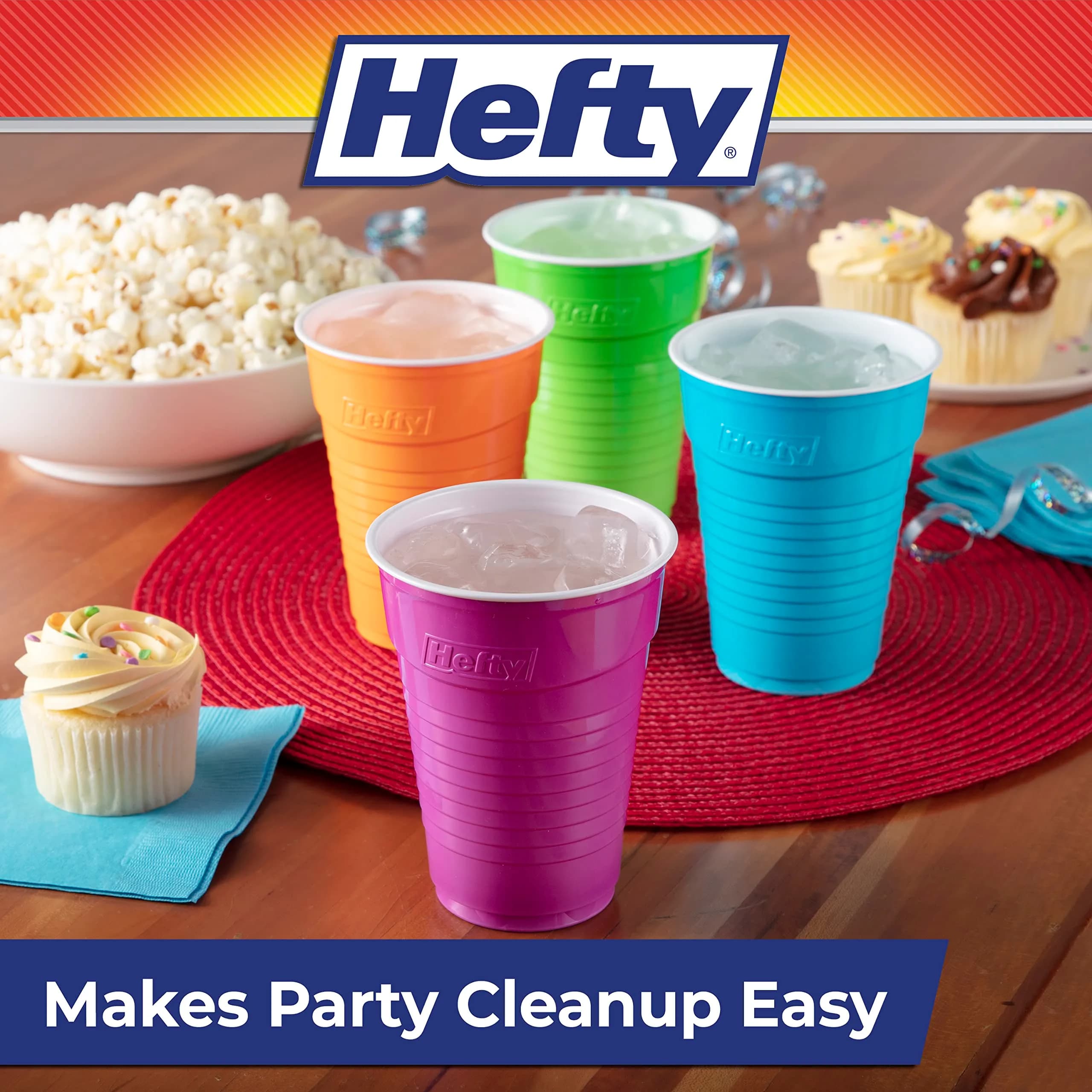 Hefty Assorted Color Plastic Cups, 16oz (473ml) 200 Count | USA Import Party Value Pack - view 7