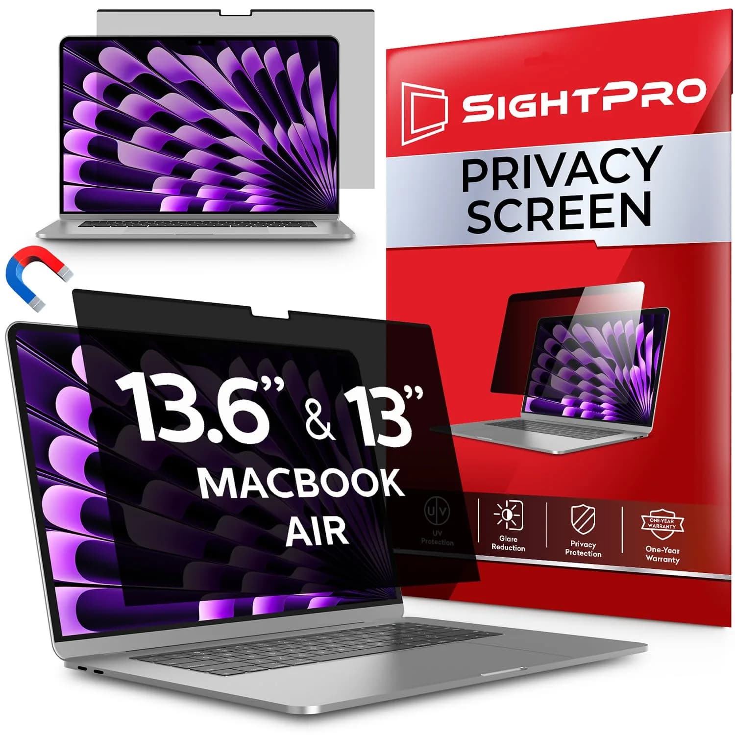 SightPro Magnetic Privacy Screen for MacBook Air 13.6 Inch (M2-M5) | Protects Screen & Data — MacBook Air 13.6/13 Inch (2022-2025, M2, M3, M4)