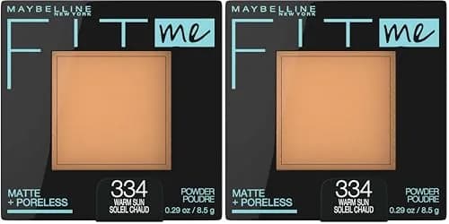 Maybelline Fit Me Matte + Poreless Powder, Warm Sun, 0.56 oz (16 g) (Pack of 2) | Shine Control & Poreless Finish thumbnail 1