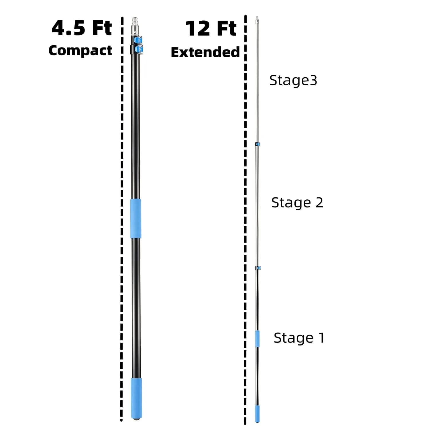 Hicavar 20 Foot High Ceiling Fan, Cobweb Duster with 5-12ft Extension Pole | Extendable, Reusable Feather, Window Cleaning Squeegee Kit thumbnail 4