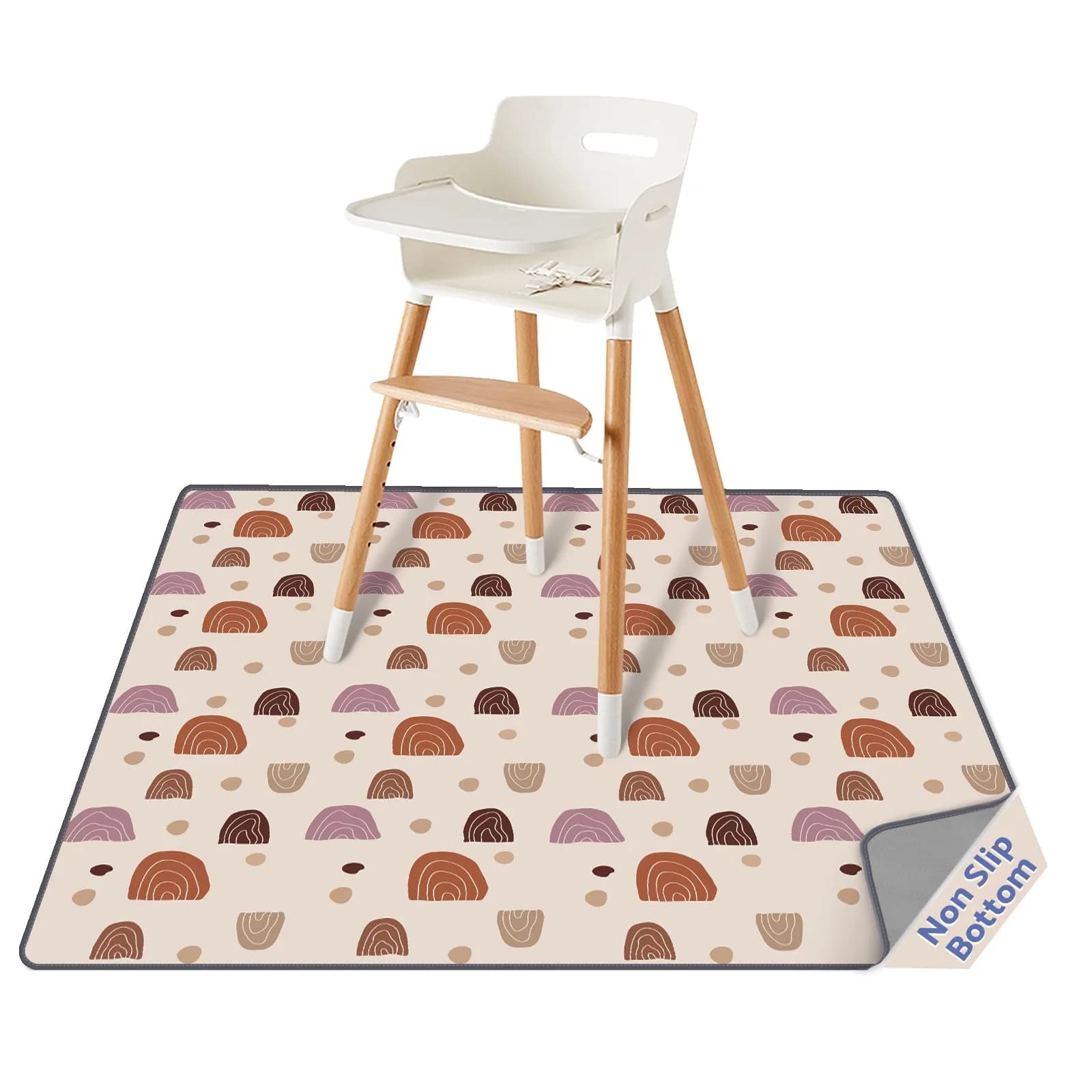 Blissful Diary Baby Splat Mat 128cm (50.4 Inch) - Easy Clean Waterproof Boho Rainbow Floor Protector - main product image