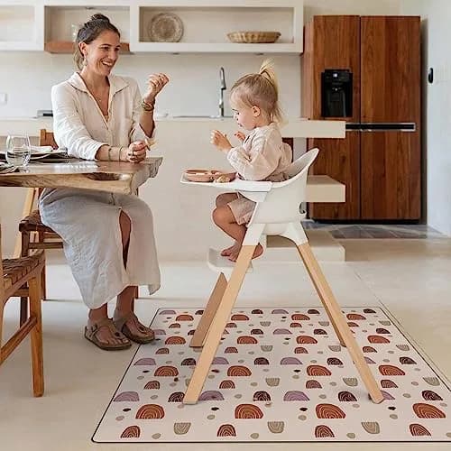 Blissful Diary Baby Splat Mat 128cm x 128cm (50.4 x 50.4 Inch) | Boho Rainbow Waterproof Floor Protector thumbnail 4