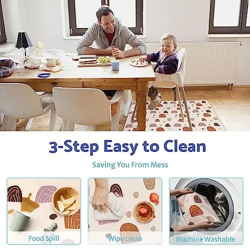 Blissful Diary Baby Splat Mat 128cm x 128cm (50.4 x 50.4 Inch) | Boho Rainbow Waterproof Floor Protector thumbnail 5