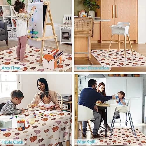 Blissful Diary Baby Splat Mat 128cm x 128cm (50.4 x 50.4 Inch) | Boho Rainbow Waterproof Floor Protector thumbnail 6