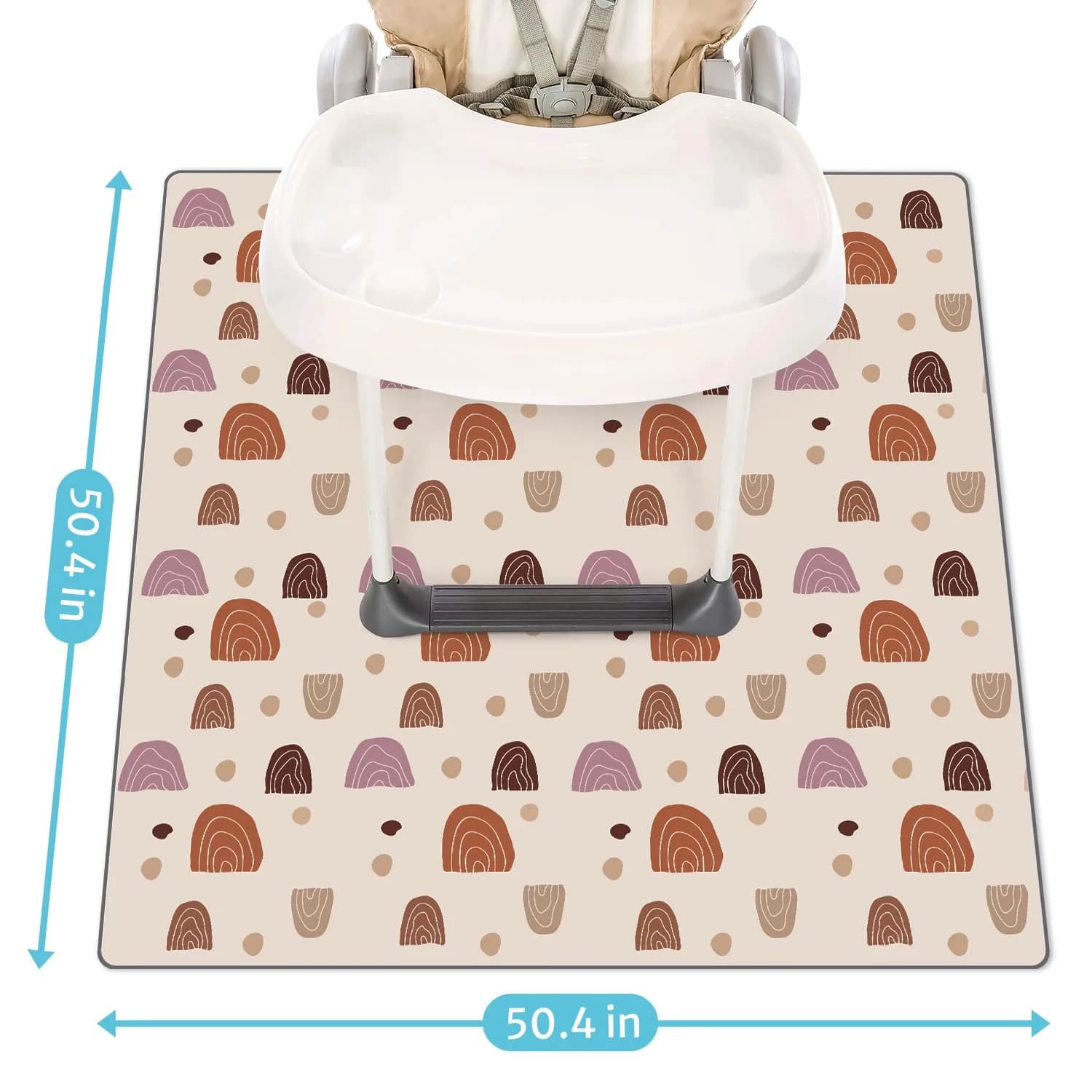 Blissful Diary Baby Splat Mat 128cm (50.4 Inch) - Easy Clean Waterproof Boho Rainbow Floor Protector - view 3