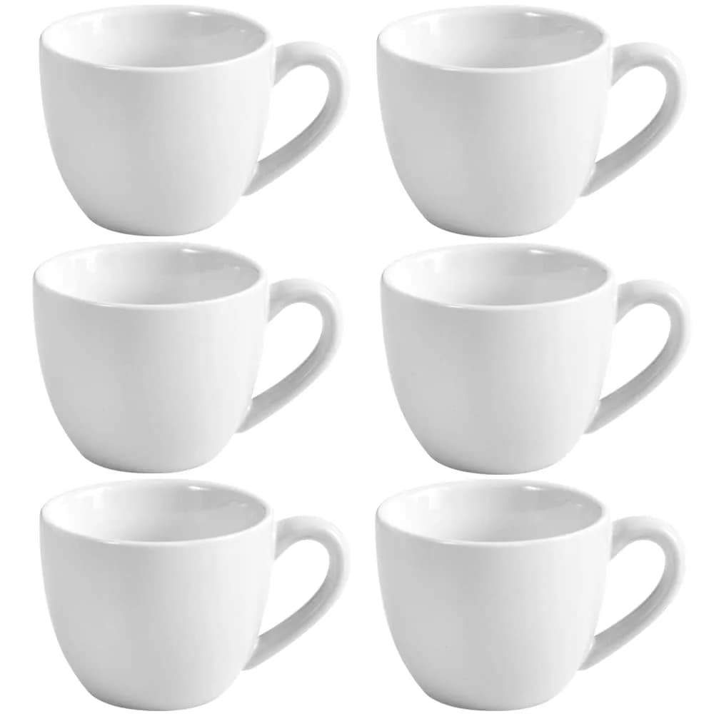 homEdge White Porcelain Espresso Cups, 90ml (3 oz) Demitasse Mugs, Set of 6 | Modern Matte Finish - main product image