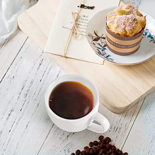 homEdge White Porcelain Espresso Cups, 90ml (3 oz) Demitasse Mugs, Set of 6 | Modern Matte Finish thumbnail 5