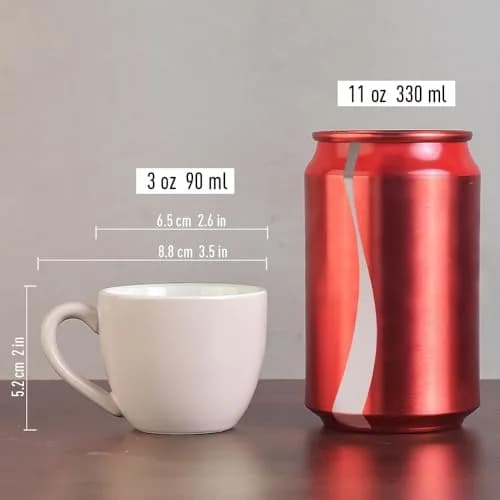 homEdge White Porcelain Espresso Cups, 90ml (3 oz) Demitasse Mugs, Set of 6 | Modern Matte Finish thumbnail 6