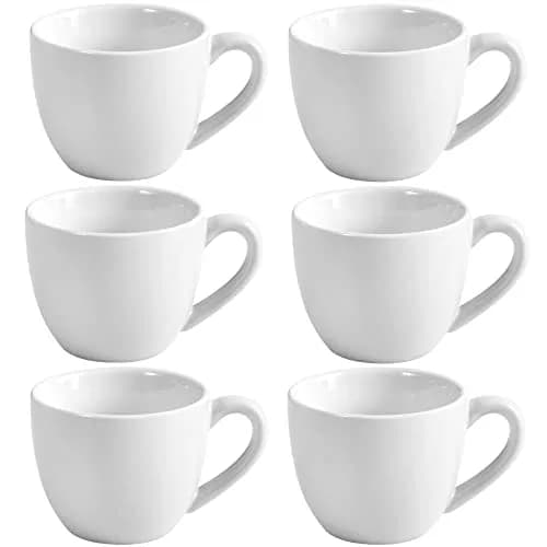 homEdge White Porcelain Espresso Cups, 90ml (3 oz) Demitasse Mugs, Set of 6 | Modern Matte Finish thumbnail 1