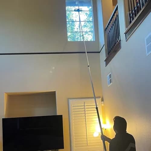 Hicavar 25 Foot High Ceiling Fan Cobweb Duster with 6-18ft Extension Pole | Extendable, Reusable Feather & Window Cleaning Kit thumbnail 5