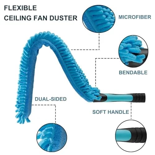 Hicavar 25 Foot High Ceiling Fan Cobweb Duster with 6-18ft Extension Pole | Extendable, Reusable Feather & Window Cleaning Kit thumbnail 7