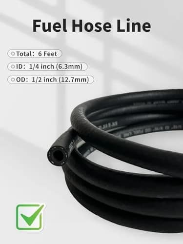 YAMAKATO 1/4 Inch ID 6FT NBR Fuel Line Hose SAE 30R7 with 10 Clamps | Reinforced Braided Hose for Small Engines thumbnail 4