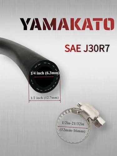 YAMAKATO 1/4 Inch ID 6FT NBR Fuel Line Hose SAE 30R7 with 10 Clamps | Reinforced Braided Hose for Small Engines thumbnail 2