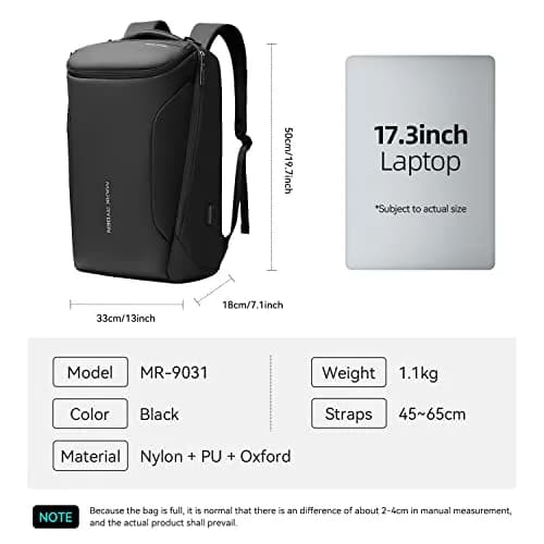 MARK RYDEN Business Backpack for Men, Waterproof High Tech Backpack with USB Charging Port, Fits 17.3 Inch Notebook | 30L Capacity thumbnail 6