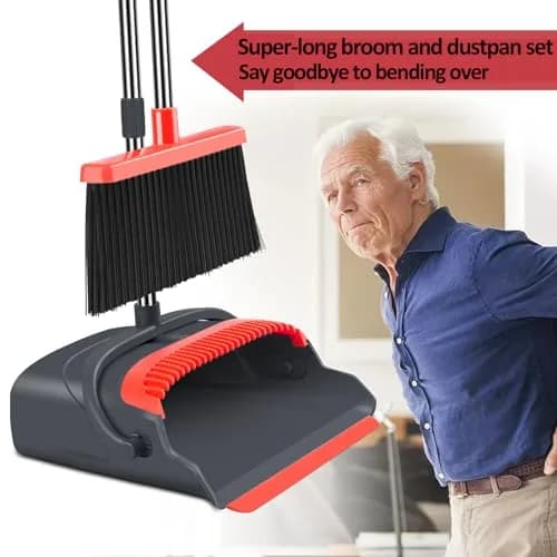 kelamayi Upgrade Broom and Dustpan Set with Long Handle, 128 cm (50.39 inches) | Upright Stand-up Storage for Home & Office thumbnail 4