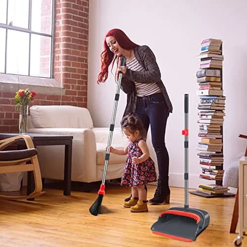 kelamayi Upgrade Broom and Dustpan Set with Long Handle, 128 cm (50.39 inches) | Upright Stand-up Storage for Home & Office thumbnail 7