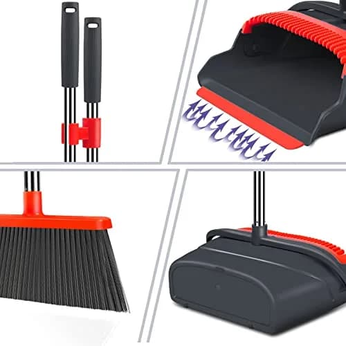 kelamayi Upgrade Broom and Dustpan Set with Long Handle, 128 cm (50.39 inches) | Upright Stand-up Storage for Home & Office thumbnail 3