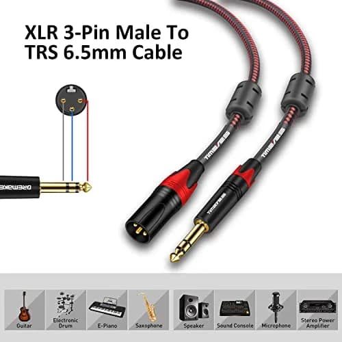 TIMEYES XLR to 6.35mm Jack Cable 1M (3FT) | Balanced Mic Cable with Gold-Plated Connectors thumbnail 6