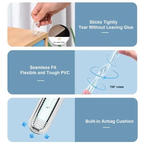 Uniticber Clear Furniture Bumpers, Adhesive Wall Pads, 4 Long | Impact-Absorbing PVC Strips for Walls & Furniture thumbnail 4