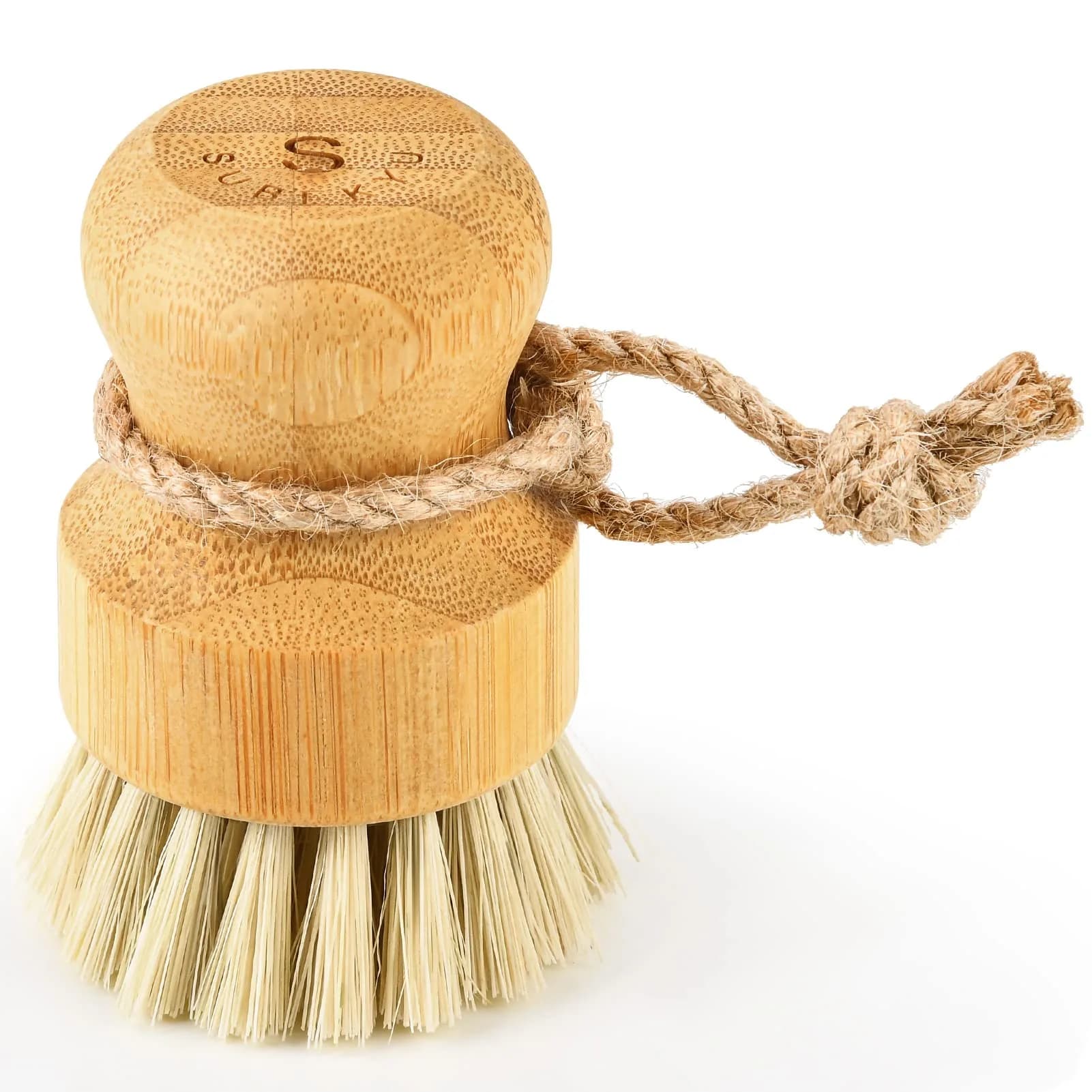 SUBEKYU Bamboo Dish Scrub Brush 1 Pack | Natural Sisal Bristles for Kitchen Pots & Pans - main product image