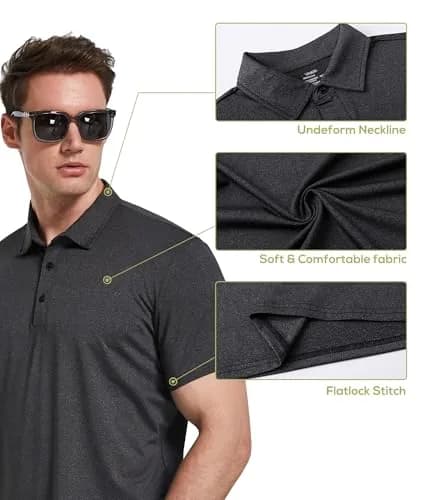 TELALEO Men's Polo Shirts Short Sleeve Golf T Shirt Performance Casual XL | Sun Protection & Quick Dry thumbnail 5