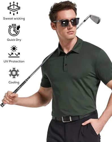 TELALEO Men's Polo Shirts Short Sleeve Golf T Shirt Performance Casual XL | Sun Protection & Quick Dry thumbnail 2