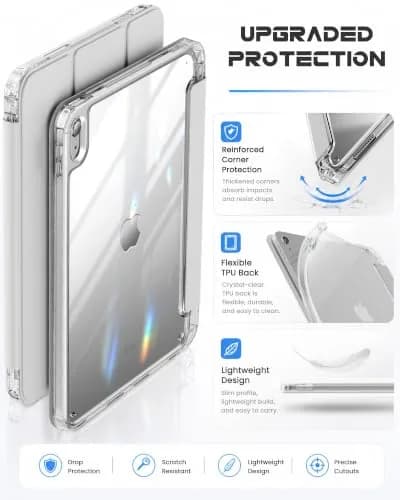 INFILAND Clear Case for iPad 10th Generation 10.9 Inch (2022) & iPad 11th Generation 11 Inch (2025) | Lightweight Shockproof TPU with Pencil Holder & Auto Sleep/Wake thumbnail 4