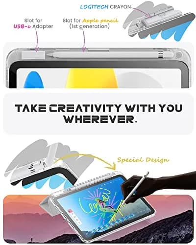 INFILAND Clear Case for iPad 10th Generation 10.9 Inch (2022) & iPad 11th Generation 11 Inch (2025) | Lightweight Shockproof TPU with Pencil Holder & Auto Sleep/Wake thumbnail 5