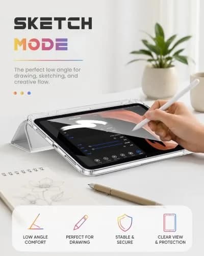 INFILAND Clear Case for iPad 10th Generation 10.9 Inch (2022) & iPad 11th Generation 11 Inch (2025) | Lightweight Shockproof TPU with Pencil Holder & Auto Sleep/Wake thumbnail 7