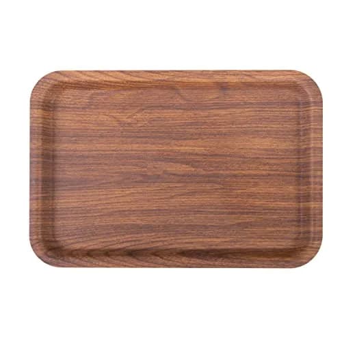 LUXE PARTY Mahogany Collection Serving Tray | Wooden Look, Dishwasher Safe, Freezer Safe, 9.5" x 13.6" thumbnail 1