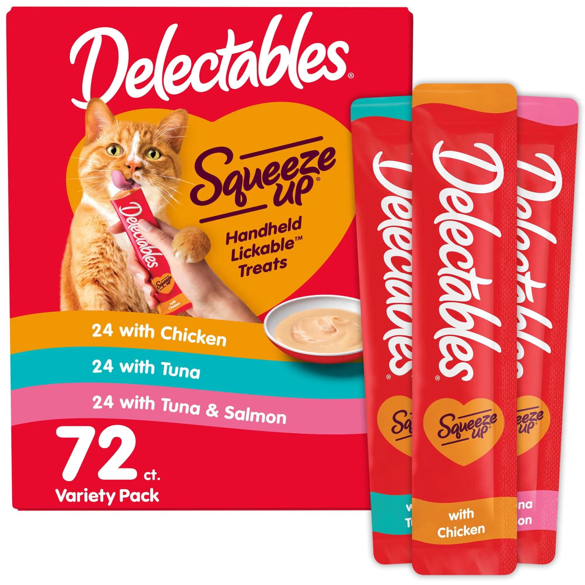Delectables Squeeze Up Variety Pack Cat Treats 36 oz (72 Tubes) | Interactive Lickable Puree for Cats - main product image