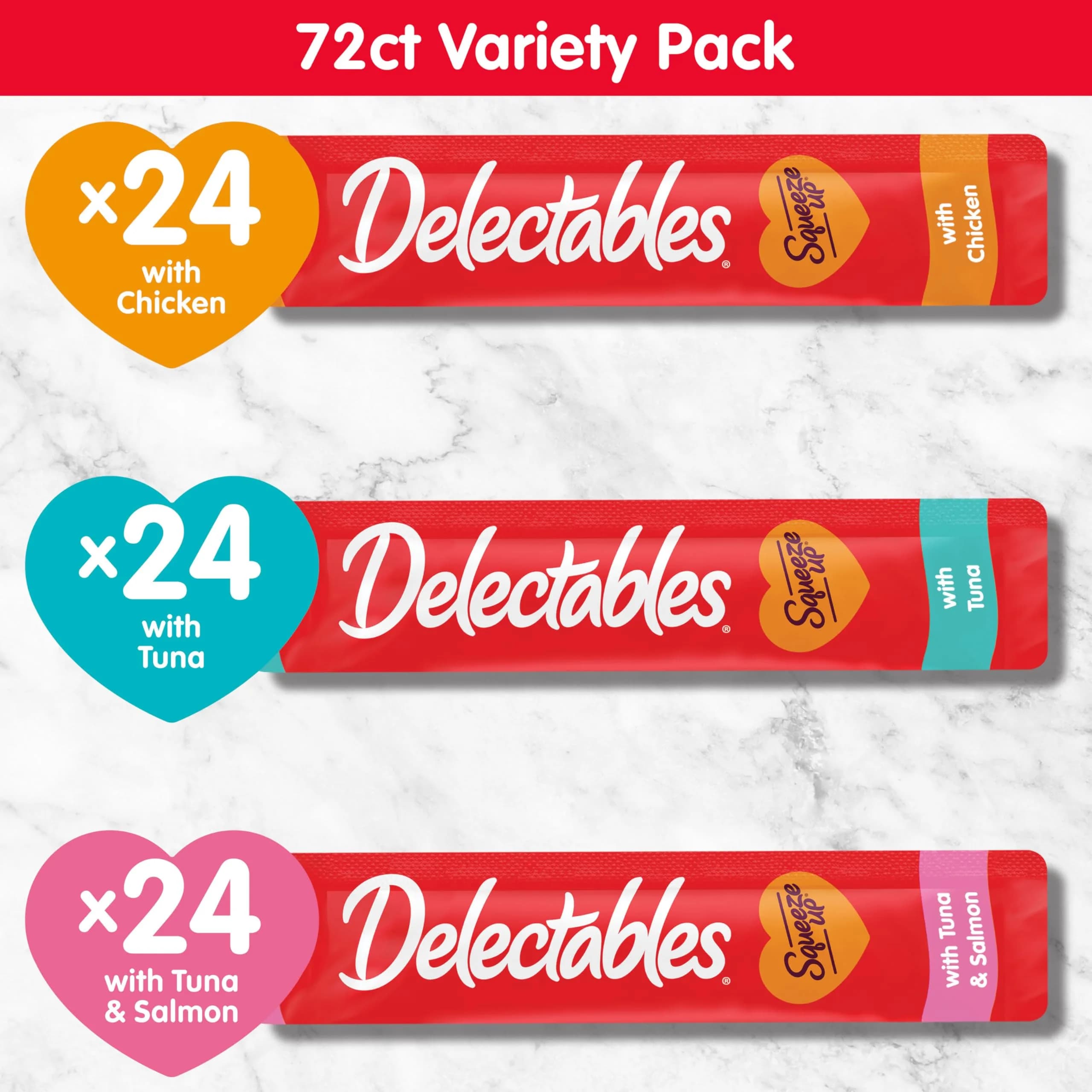 Delectables Squeeze Up Variety Pack Cat Treats 36 oz (72 Tubes) | Interactive Lickable Puree for Cats - view 6