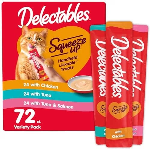 Delectables Squeeze Up Variety Pack Cat Treats 36 oz (72 Tubes) | Interactive Lickable Puree for Cats thumbnail 1
