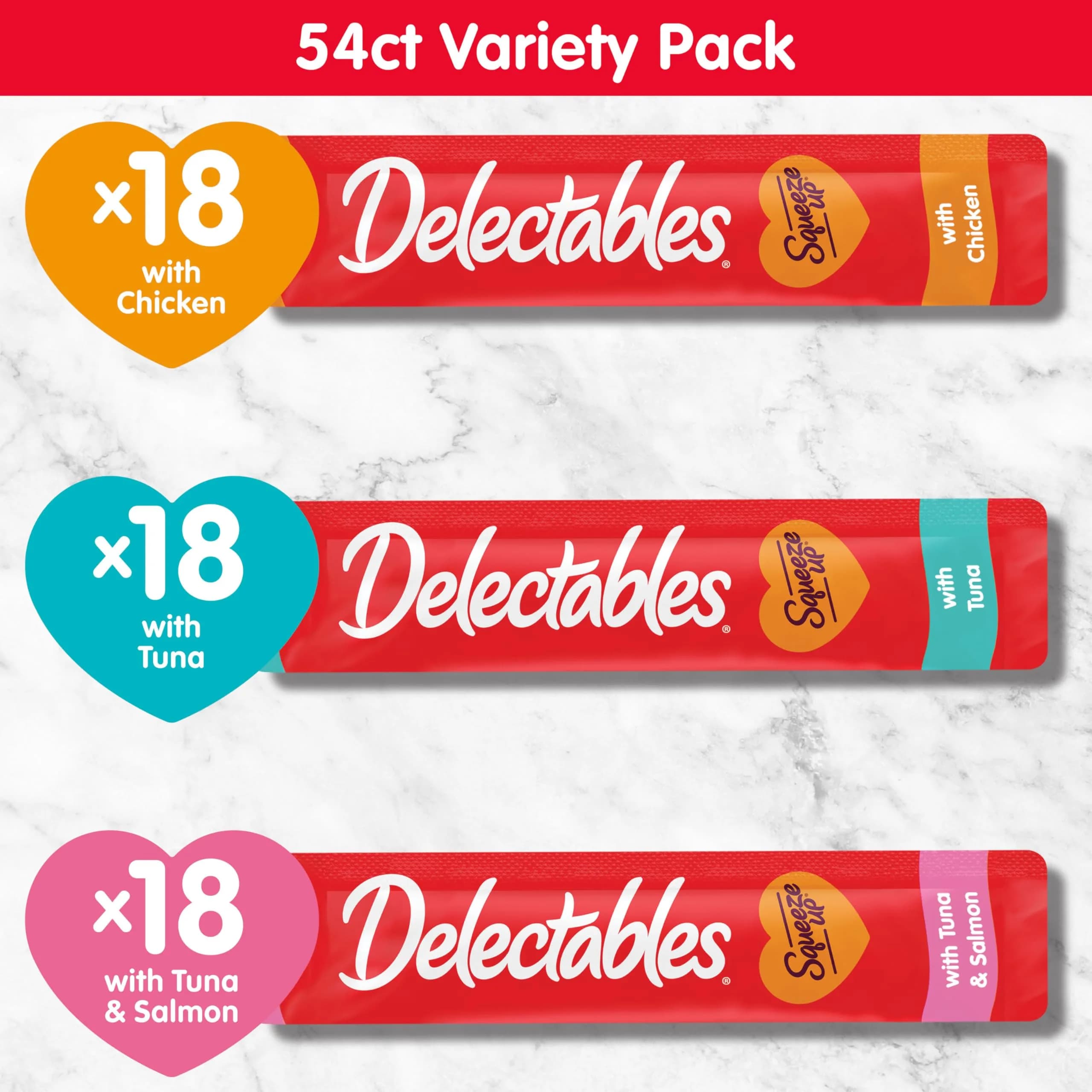 Delectables Squeeze Up Variety Pack Cat Treats 54 Tubes (27 oz / 765 g) | Interactive Lickable Puree for Bonding - view 6