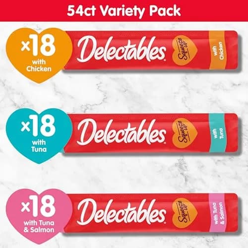 Delectables Squeeze Up Variety Pack Cat Treats 54 Tubes (27 oz / 765 g) | Interactive Lickable Puree for Bonding thumbnail 6