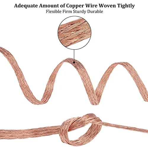 BENECREAT 3mm Flat Copper Braided Ground Strap 8m (26ft) | 1.5mm² Conductor for Noise Reduction thumbnail 4